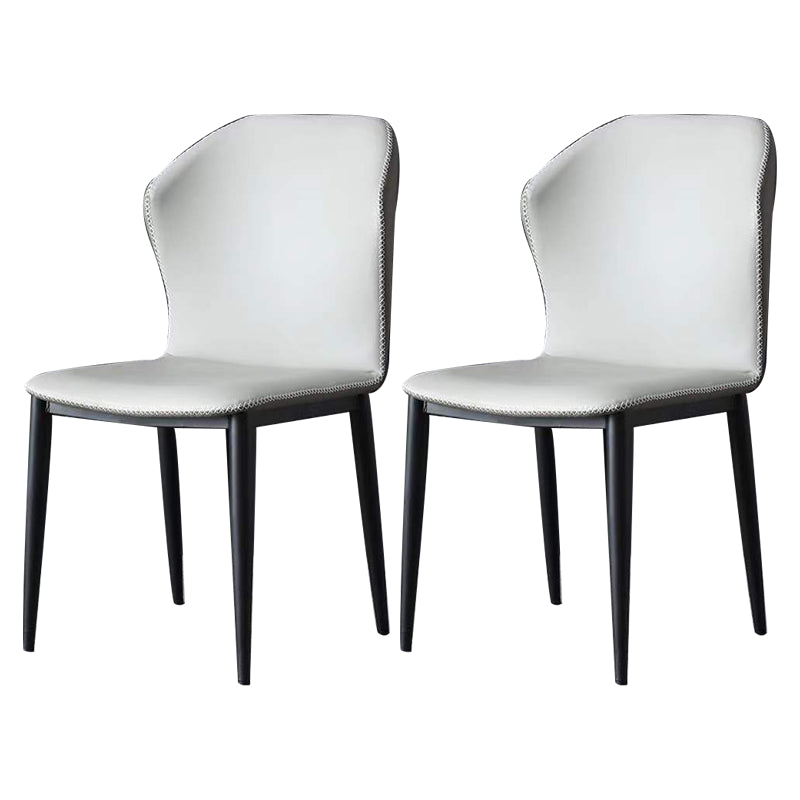 Sillas auxiliares Wingback Parsons estilo moderno Sillas de comedor de cuero (juego de 2)