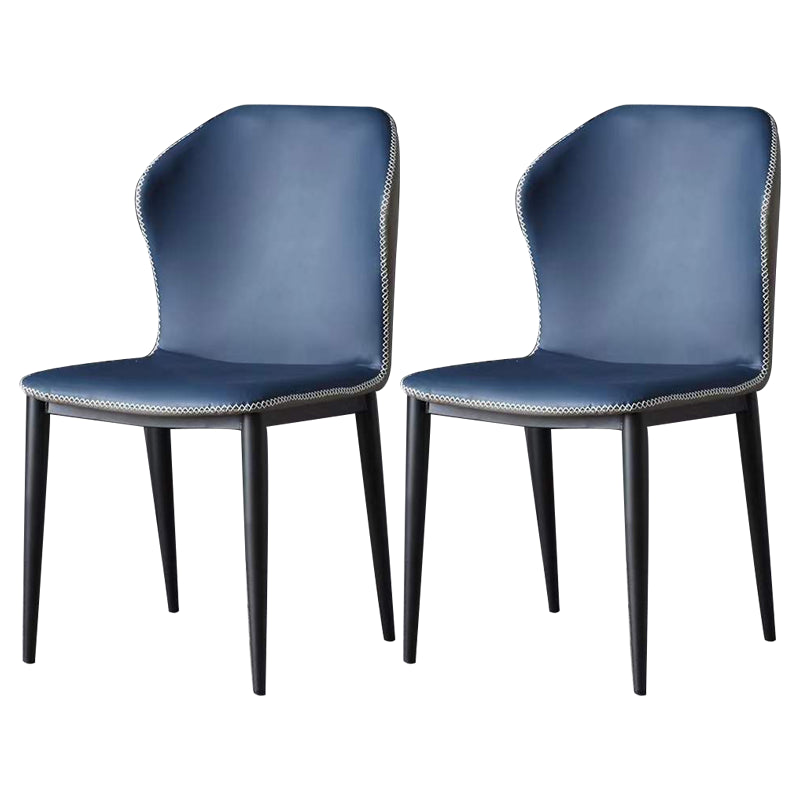 Sillas auxiliares Wingback Parsons estilo moderno Sillas de comedor de cuero (juego de 2)