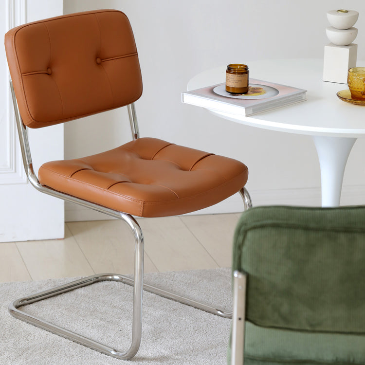 Industriële stijl Open achterkant Dining zijstoel gestoffeerde armloze eetkamerstoelen (set van 2)