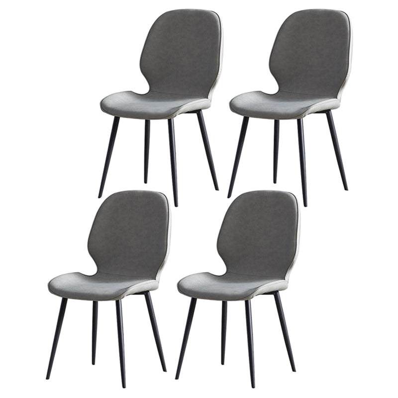 Sillas de comedor de cuero de estilo minimalista, sillas Wingback Parsons para cocina
