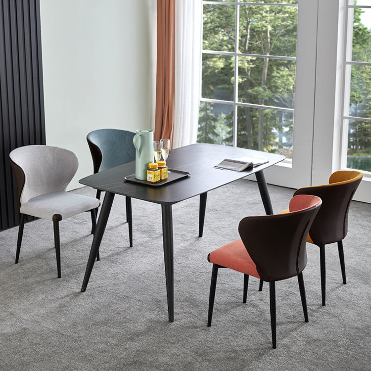 Silla interior y exterior moderna de metal para comedor, silla lateral sin brazos con respaldo