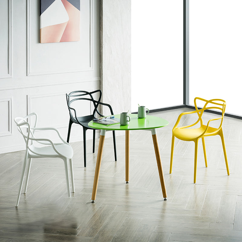 Contemporary Style Dining Chairs Plastic Dining Arm Chairs for Kitchen