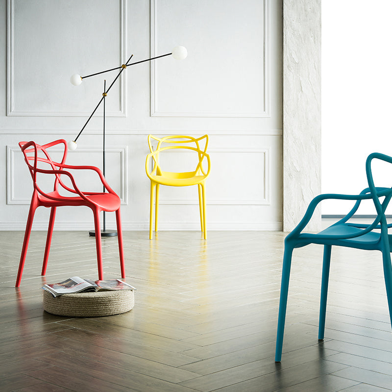 Contemporary Style Dining Chairs Plastic Dining Arm Chairs for Kitchen