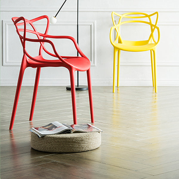Contemporary Style Dining Chairs Plastic Dining Arm Chairs for Kitchen