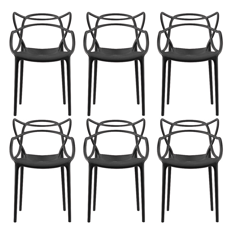 Contemporary Style Dining Chairs Plastic Dining Arm Chairs for Kitchen