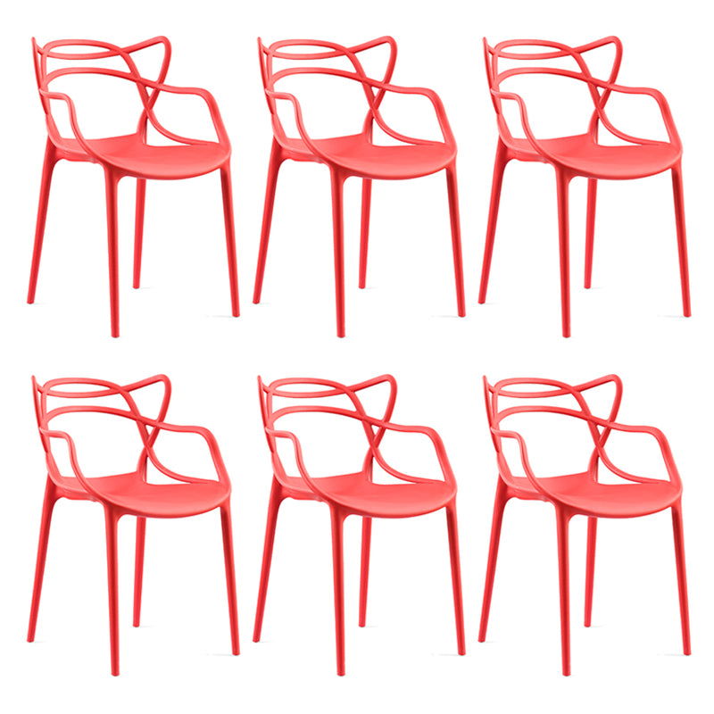 Contemporary Style Dining Chairs Plastic Dining Arm Chairs for Kitchen