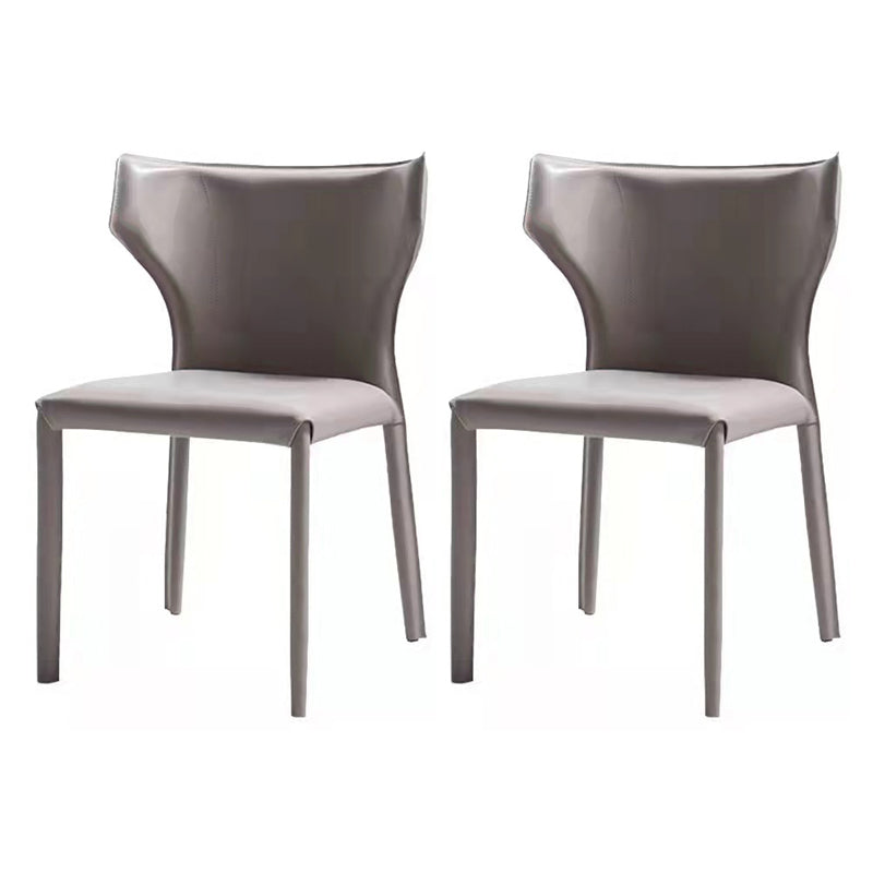 Contemporary Saddle Leather Restaurant Side Chair Matte Finish Wingback Dining Chair (Set of 2)