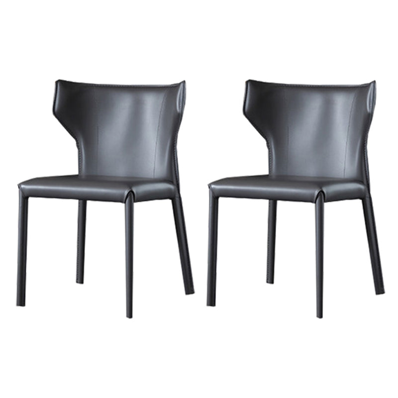 Contemporary Saddle Leather Restaurant Side Chair Matte Finish Wingback Dining Chair (Set of 2)
