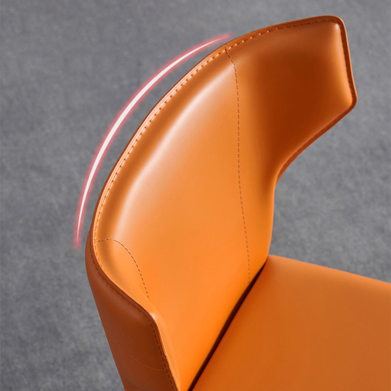 Contemporary Saddle Leather Restaurant Side Chair Matte Finish Wingback Dining Chair (Set of 2)