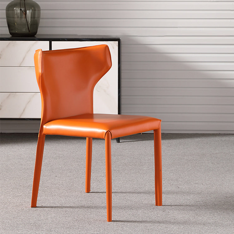 Contemporary Saddle Leather Restaurant Side Chair Matte Finish Wingback Dining Chair (Set of 2)