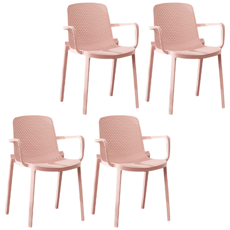 Sillas de comedor de plástico escandinavo, sillones apilables con respaldo sólido (juego de 4)