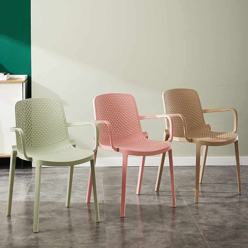Sillas de comedor de plástico escandinavo, sillones apilables con respaldo sólido (juego de 4)