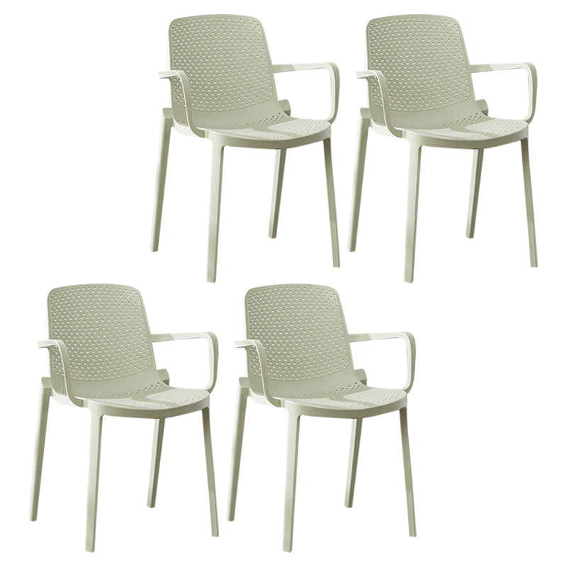 Sillas de comedor de plástico escandinavo, sillones apilables con respaldo sólido (juego de 4)