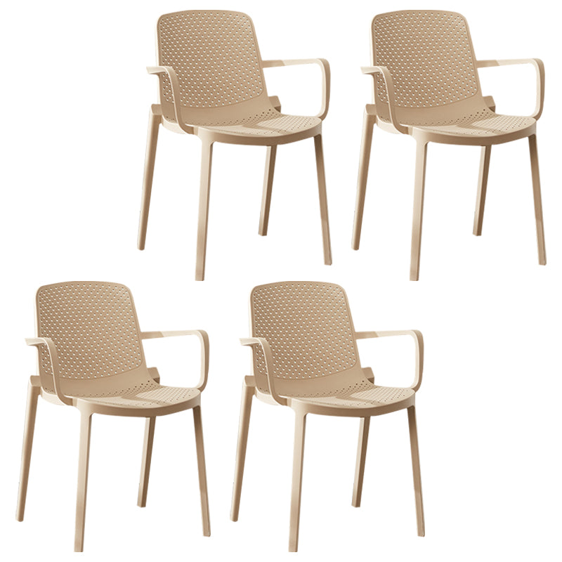 Sillas de comedor de plástico escandinavo, sillones apilables con respaldo sólido (juego de 4)