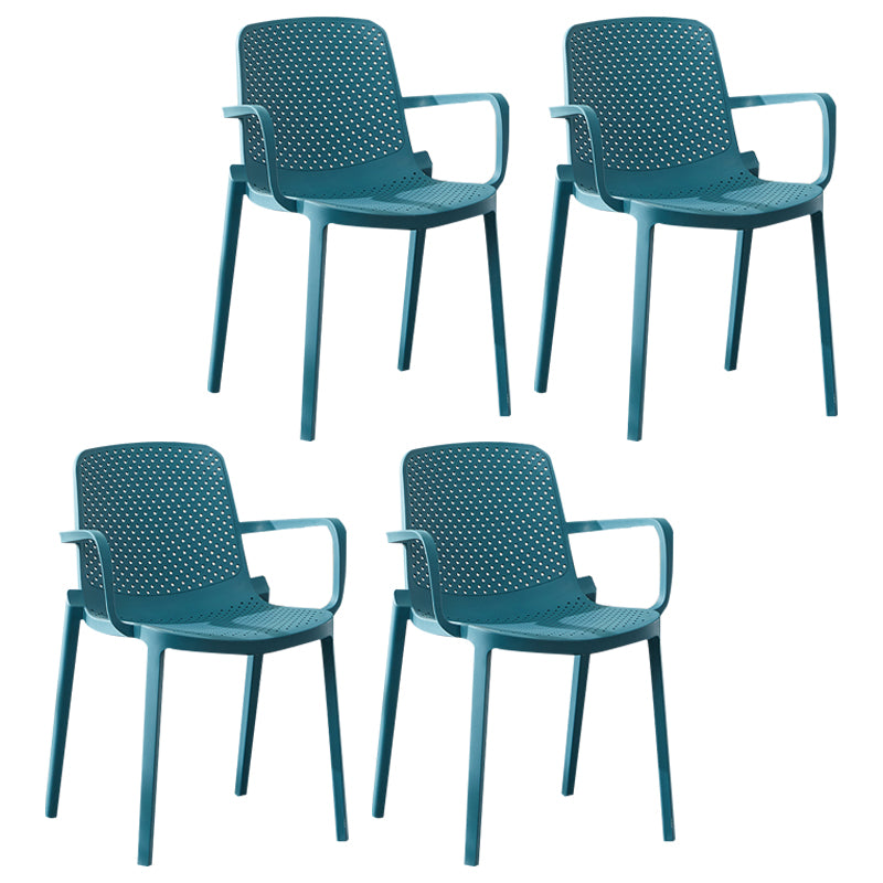 Sillas de comedor de plástico escandinavo, sillones apilables con respaldo sólido (juego de 4)