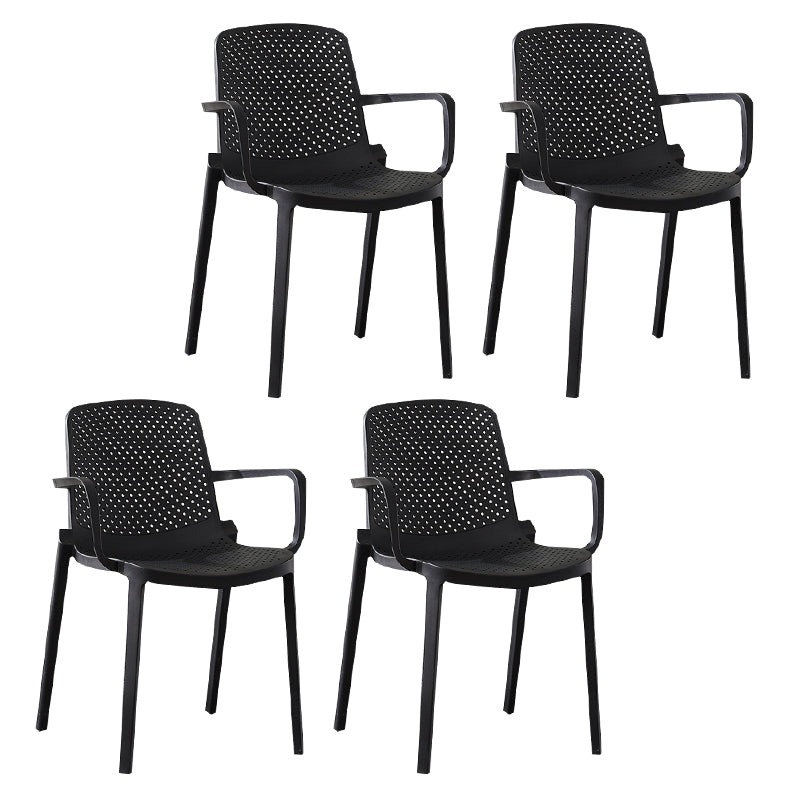Sillas de comedor de plástico escandinavo, sillones apilables con respaldo sólido (juego de 4)