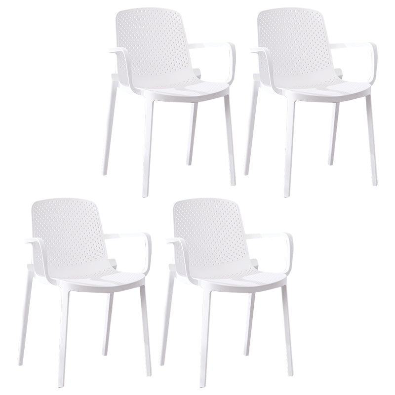 Sillas de comedor de plástico escandinavo, sillones apilables con respaldo sólido (juego de 4)