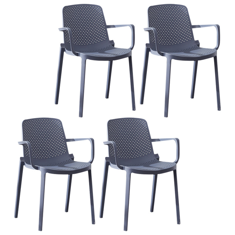 Sillas de comedor de plástico escandinavo, sillones apilables con respaldo sólido (juego de 4)