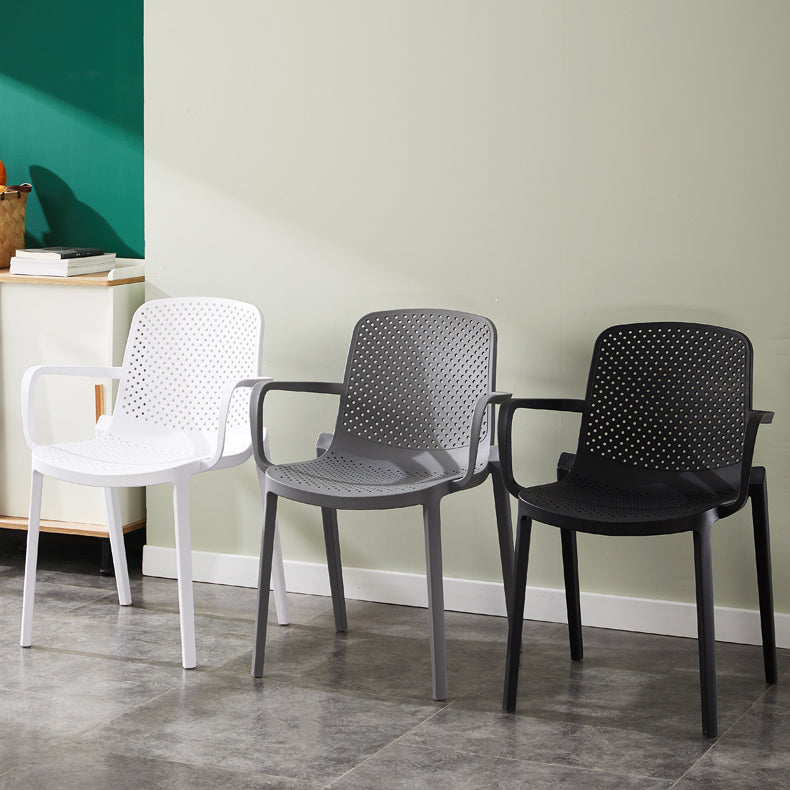 Sillas de comedor de plástico escandinavo, sillones apilables con respaldo sólido (juego de 4)
