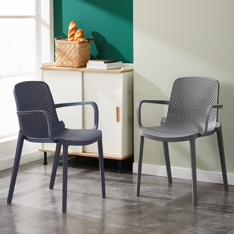 Sillas de comedor de plástico escandinavo, sillones apilables con respaldo sólido (juego de 4)