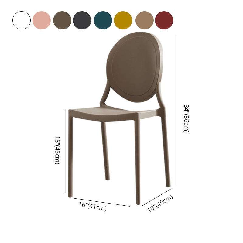 Chaises de salle à manger scandinaves en plastique sans accoudoirs, chaises d'appoint empilables (Ensemble de 4)