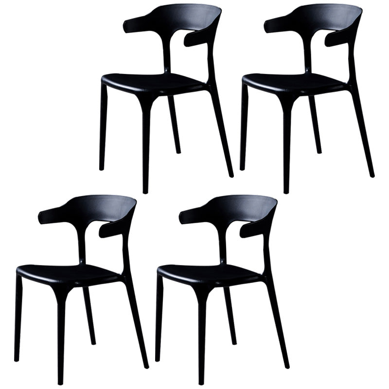 Sillas de comedor de plástico escandinavo, sillones con respaldo abierto para el hogar (juego de 4)
