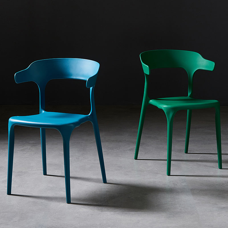 Sillas de comedor de plástico escandinavo, sillones con respaldo abierto para el hogar (juego de 4)