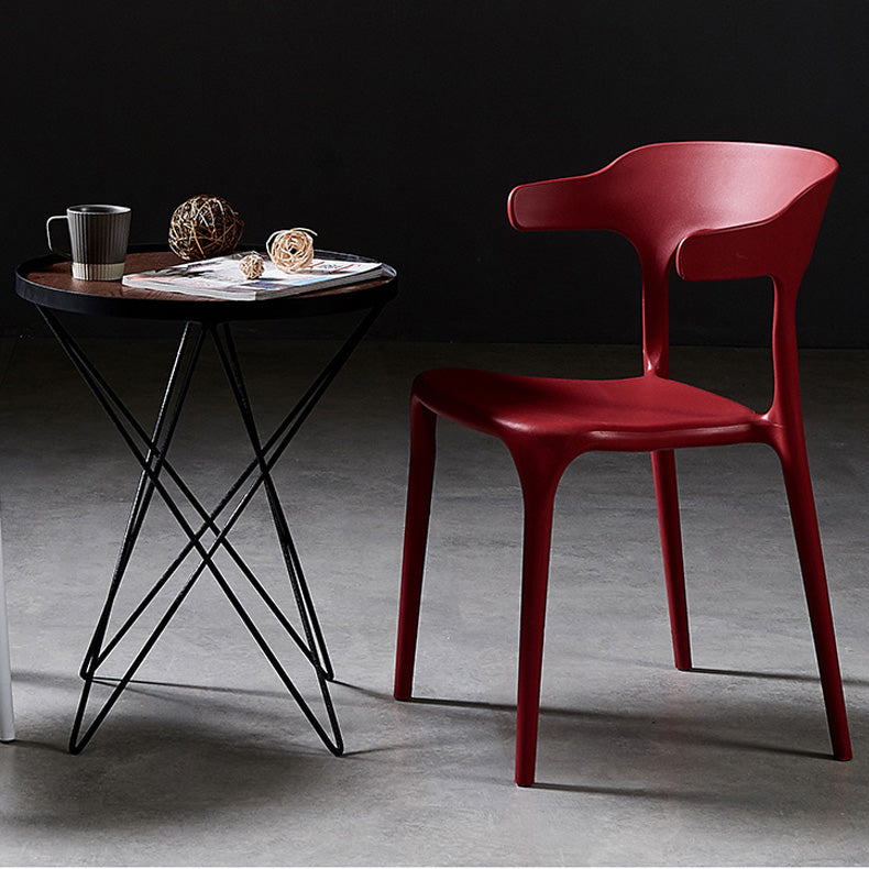Sillas de comedor de plástico escandinavo, sillones con respaldo abierto para el hogar (juego de 4)