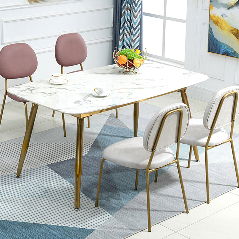 Sillas sin brazos de comedor de metal Glam, respaldo abierto, silla lateral para restaurante