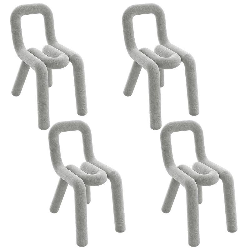 Silla de terciopelo de estilo moderno, juego de sillas laterales con respaldo abierto para cocina y comedor