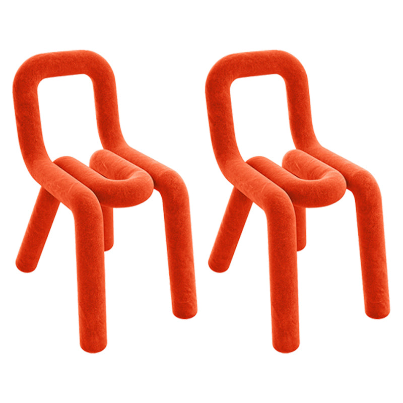 Silla de terciopelo de estilo moderno, juego de sillas laterales con respaldo abierto para cocina y comedor