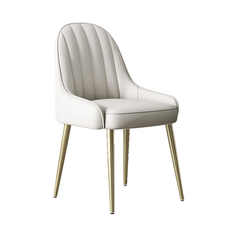 Silla de comedor tapizada de metal con respaldo Parsons de sillón escandinavo de interior