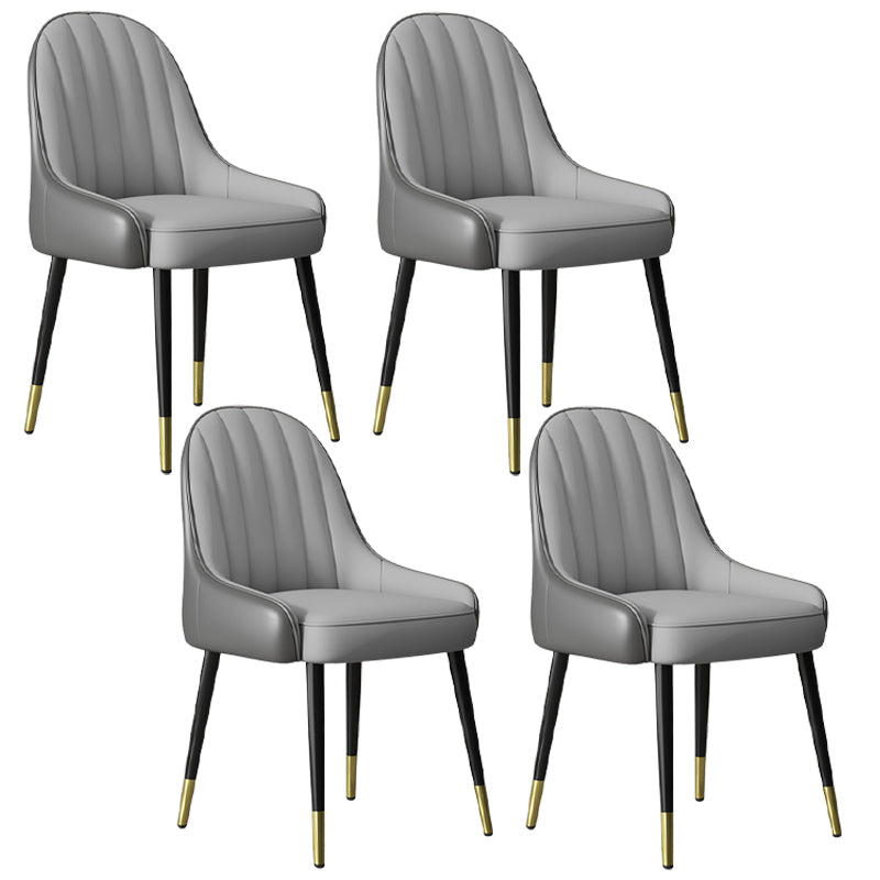 Silla de comedor tapizada de metal con respaldo Parsons de sillón escandinavo de interior