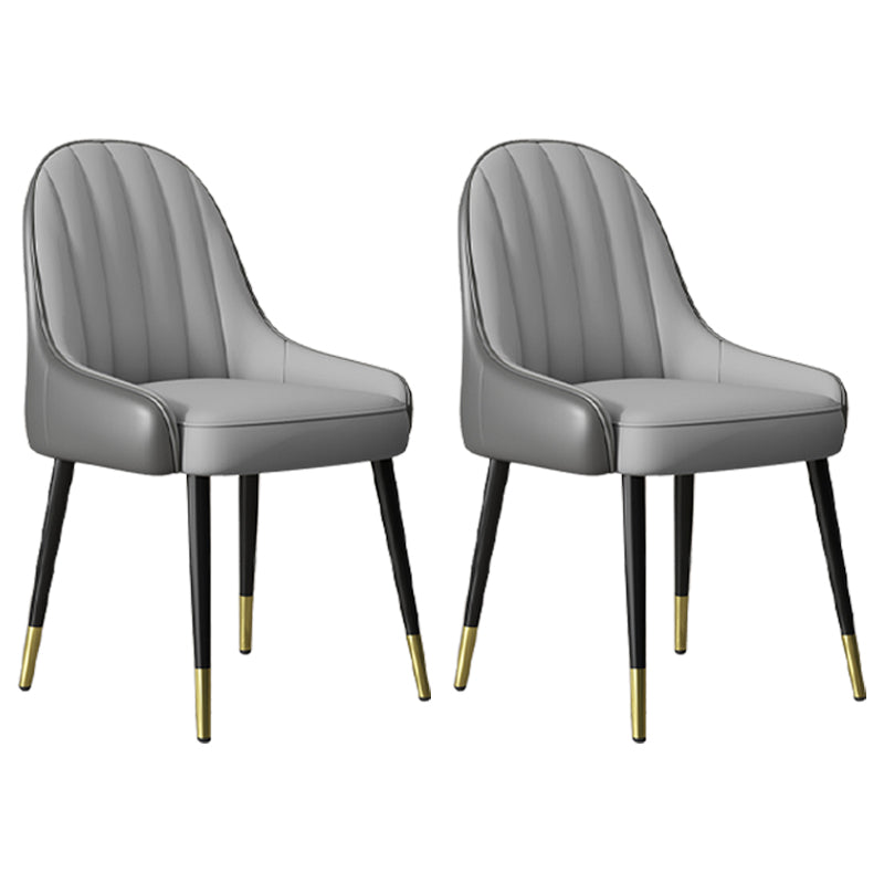 Silla de comedor tapizada de metal con respaldo Parsons de sillón escandinavo de interior