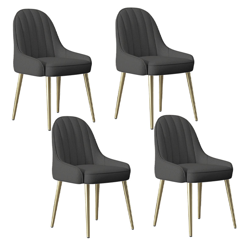 Silla de comedor tapizada de metal con respaldo Parsons de sillón escandinavo de interior