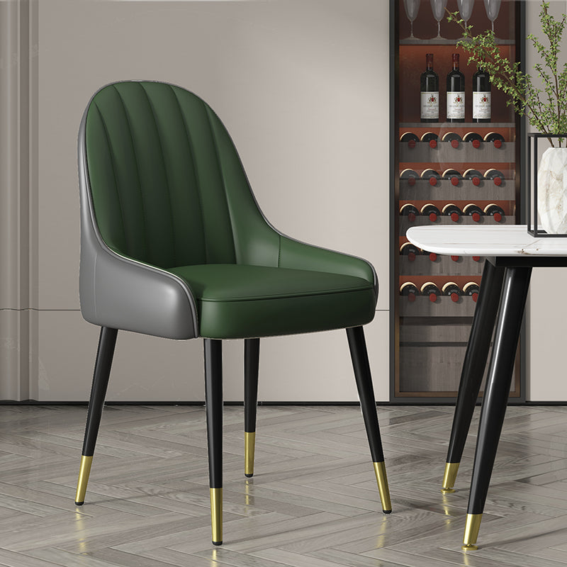 Silla de comedor tapizada de metal con respaldo Parsons de sillón escandinavo de interior