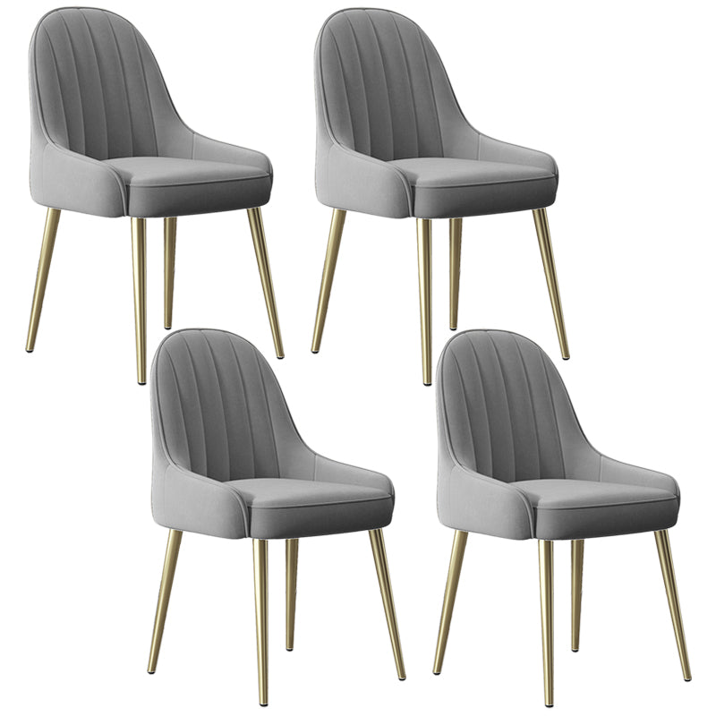 Silla de comedor tapizada de metal con respaldo Parsons de sillón escandinavo de interior