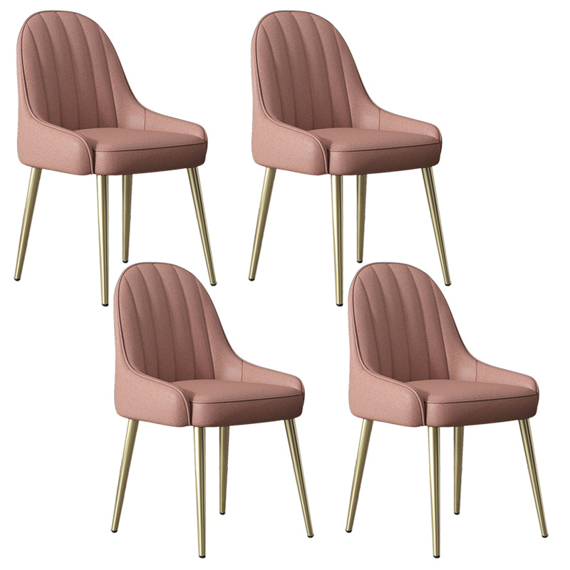 Silla de comedor tapizada de metal con respaldo Parsons de sillón escandinavo de interior