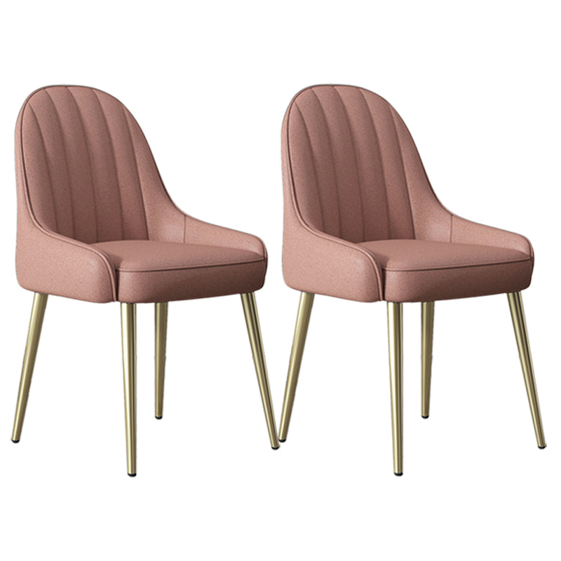 Silla de comedor tapizada de metal con respaldo Parsons de sillón escandinavo de interior