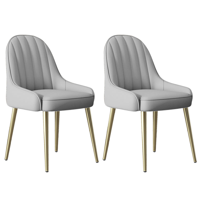 Silla de comedor tapizada de metal con respaldo Parsons de sillón escandinavo de interior
