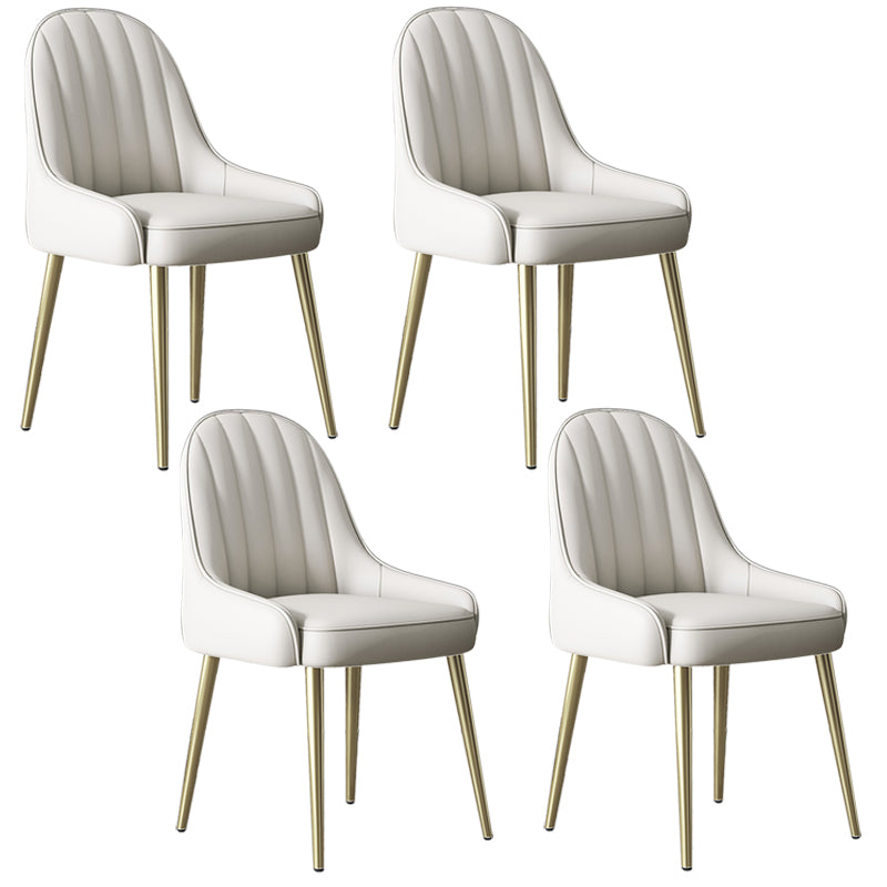 Silla de comedor tapizada de metal con respaldo Parsons de sillón escandinavo de interior