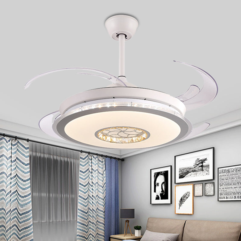 48 "W LED Circle Halbflush Licht Modernismus weiße Acryl 4 klare Klingen Deckenheizlüftel Lampe für Schlafzimmer