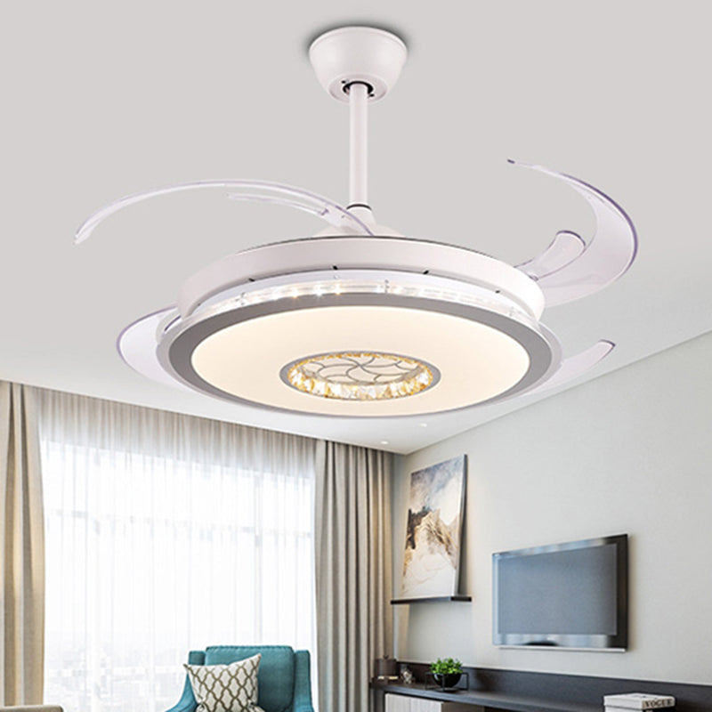 48 "W LED Circle Halbflush Licht Modernismus weiße Acryl 4 klare Klingen Deckenheizlüftel Lampe für Schlafzimmer