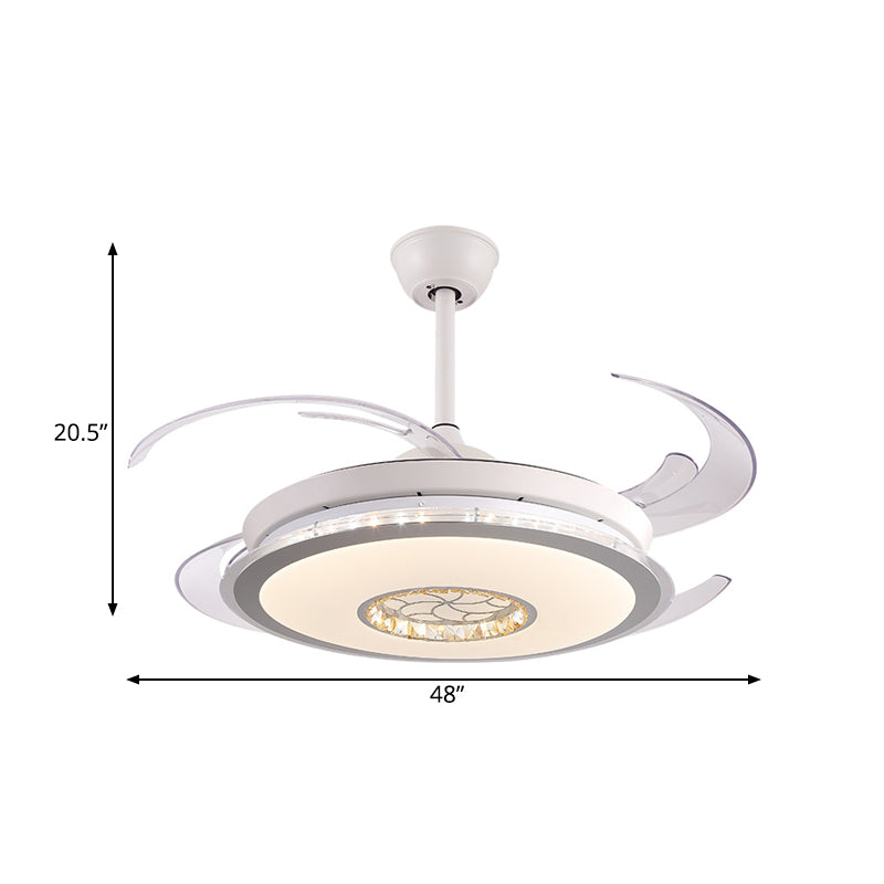 48 "W LED Circle Halbflush Licht Modernismus weiße Acryl 4 klare Klingen Deckenheizlüftel Lampe für Schlafzimmer