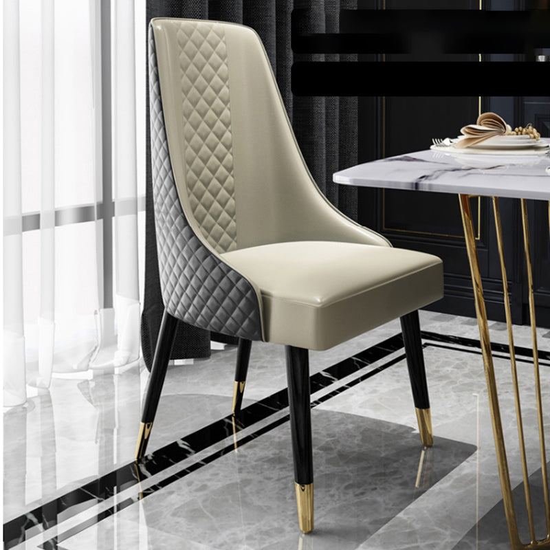 Chaises de salle à manger de style nordique glamour, chaise d'appoint en bois sans accoudoirs pour cuisine (Ensemble de 2)