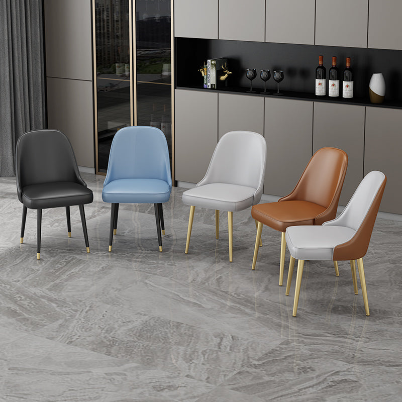 Nordic Metal Dining Room Armless Chairs Upholstered Linen Fabric Chairs for Restaurant