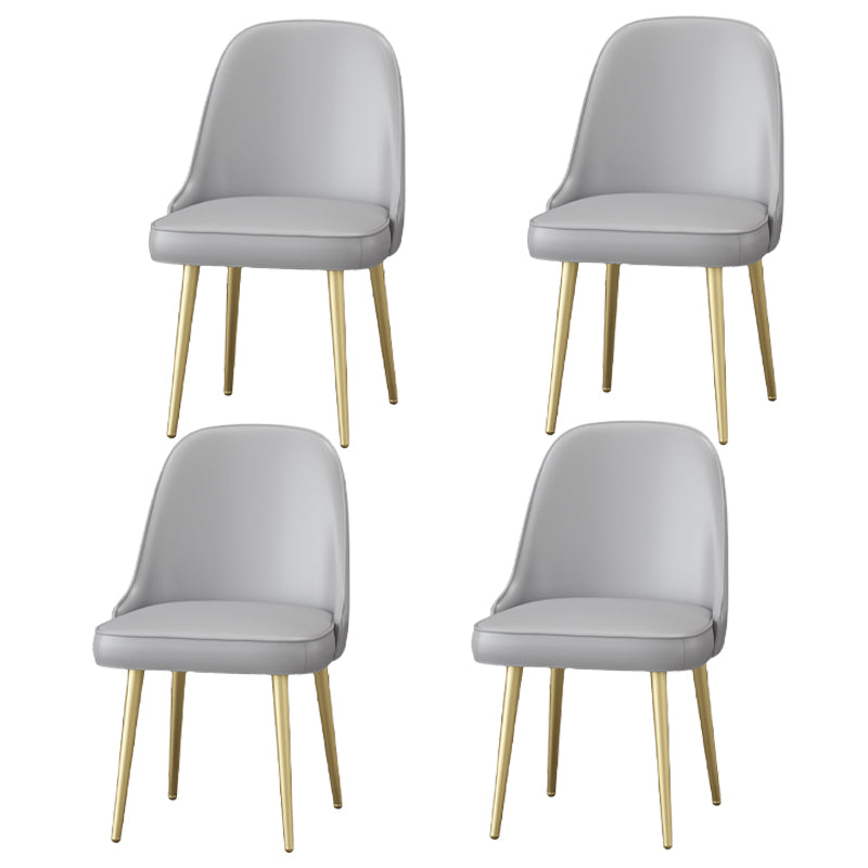 Nordic Metal Dining Room Armless Chairs Upholstered Linen Fabric Chairs for Restaurant