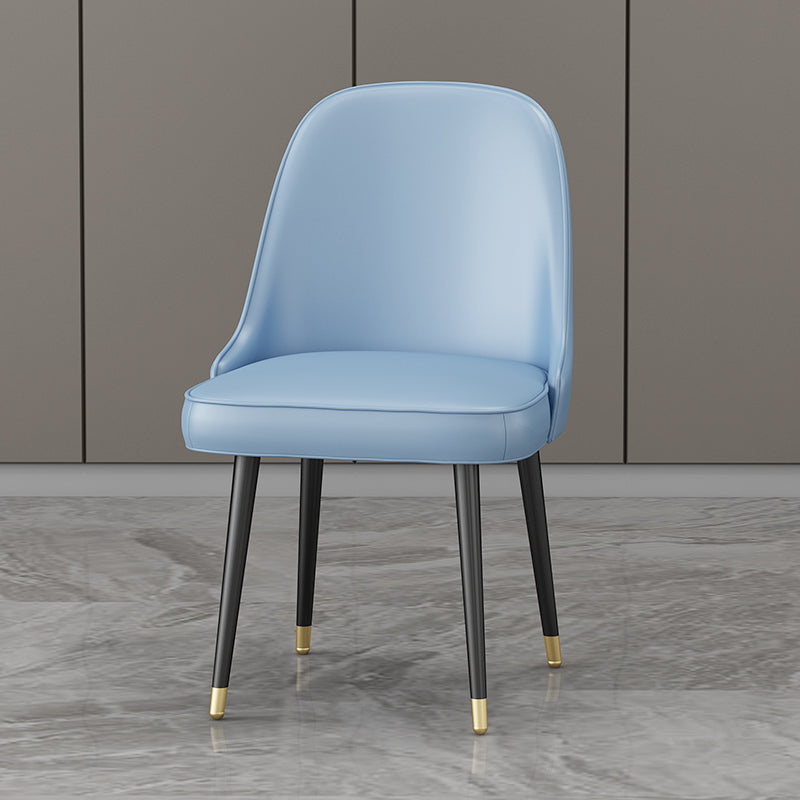Nordic Metal Dining Room Armless Chairs Upholstered Linen Fabric Chairs for Restaurant