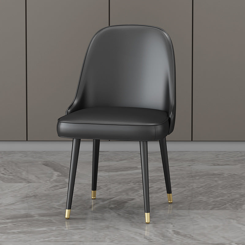 Nordic Metal Dining Room Armless Chairs Upholstered Linen Fabric Chairs for Restaurant