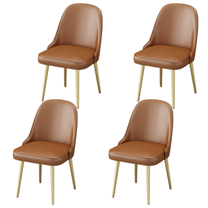 Nordic Metal Dining Room Armless Chairs Upholstered Linen Fabric Chairs for Restaurant